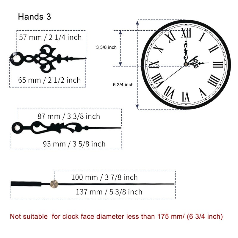 EMOON Clock Movement Mechanism Kit with 3 Pack Hands, Silent Sweep Quartz 12888 Motor, DIY Replacement for Custom Clock - Image 4